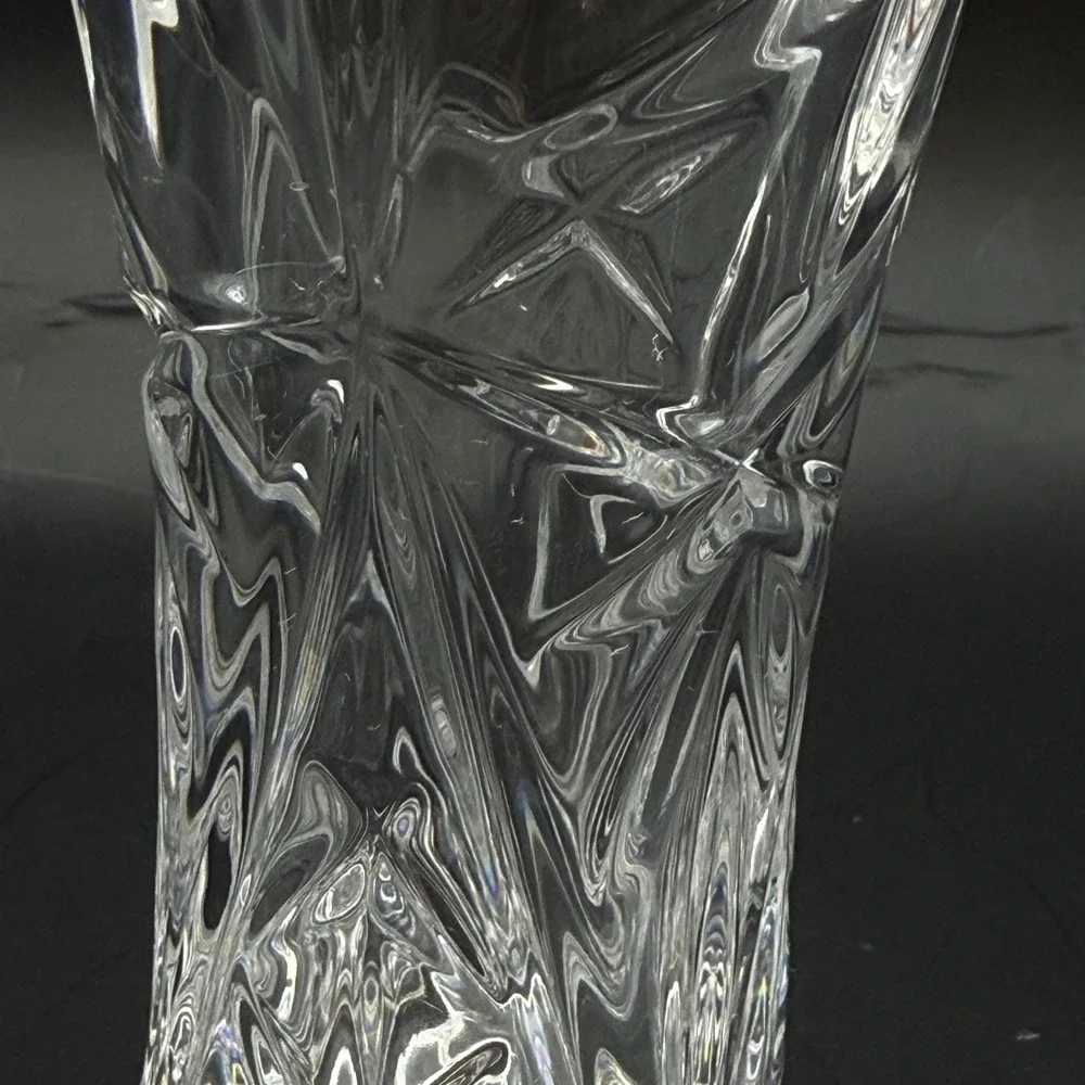 Vtg Cut Lead Crystal Vase Trumpet‎ Shape Star Base Fan Pinwheel Starburst 6